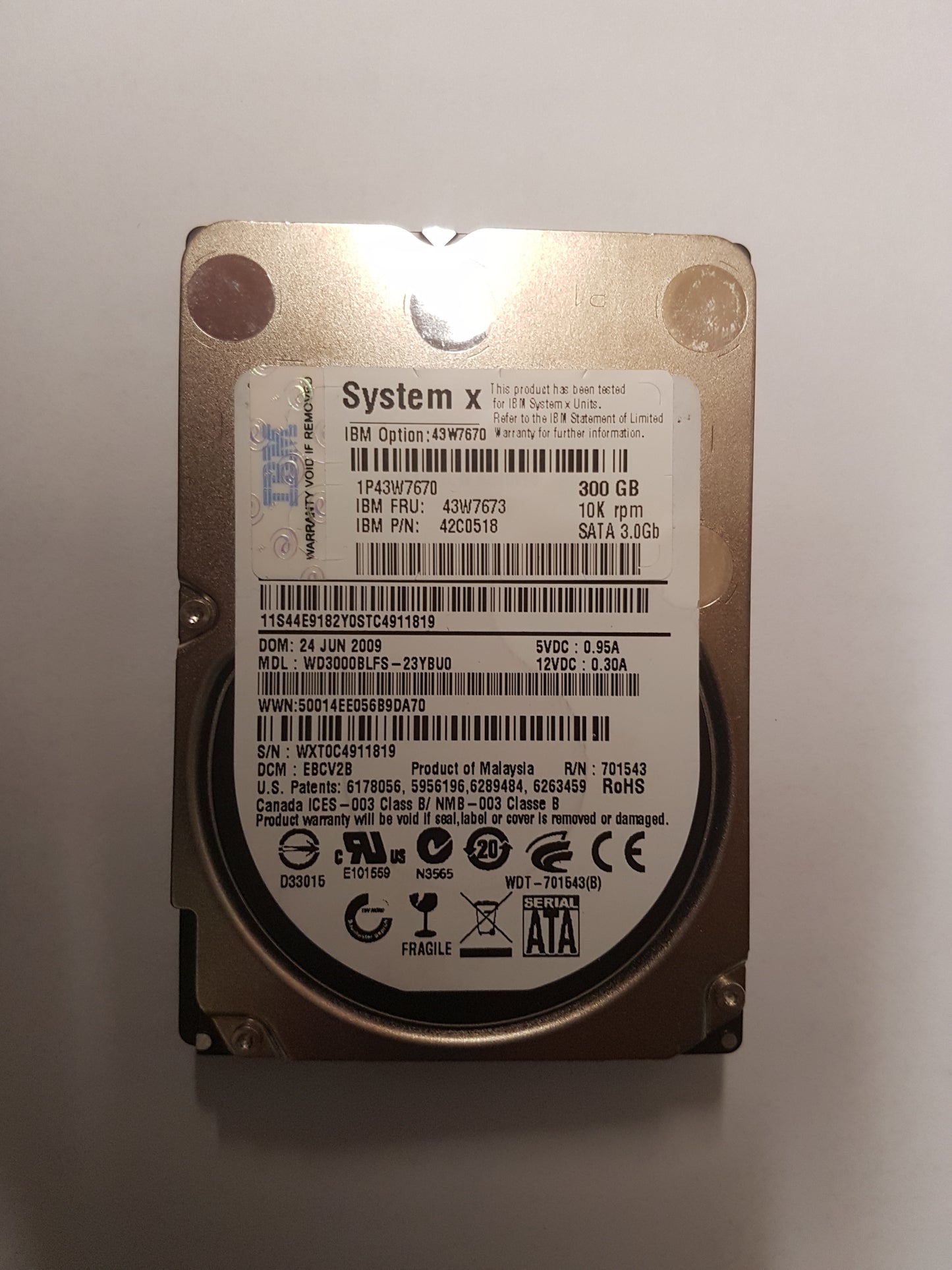 IBM SATA 300GB 10K 2.5in Hard Disk Drive 43W7670 42C0518 43W7673 2nd :43W7673: Alt () Other //