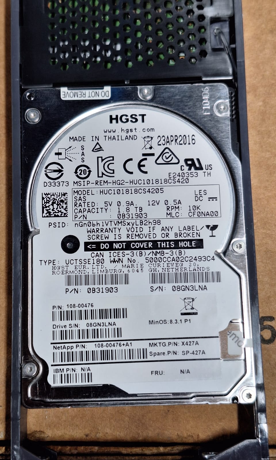 X427A-R6 NETAPP 1.8TB 10K 12G SFF SAS HDD 2nd :X427A: Alt (108-00476) Other //