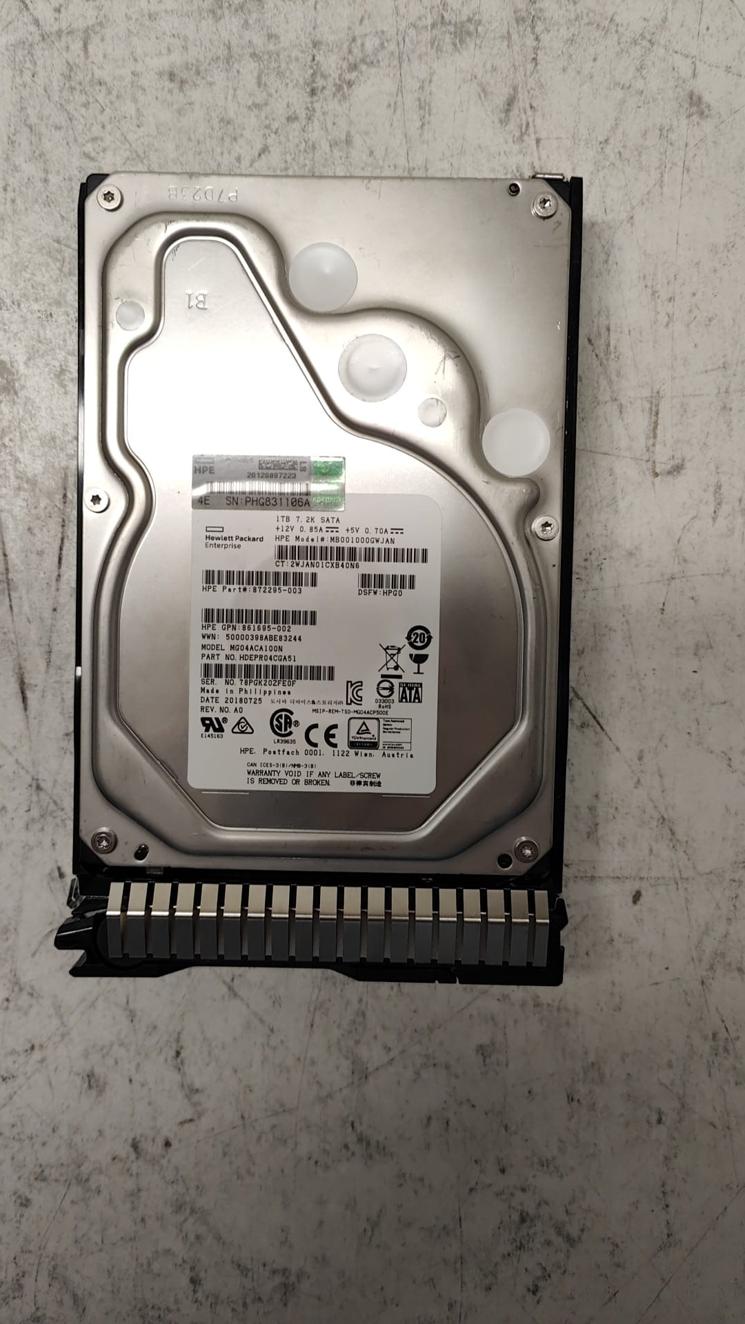 861691-B21 HP 1TB 7.2K SATA 6G 3.5" HDD