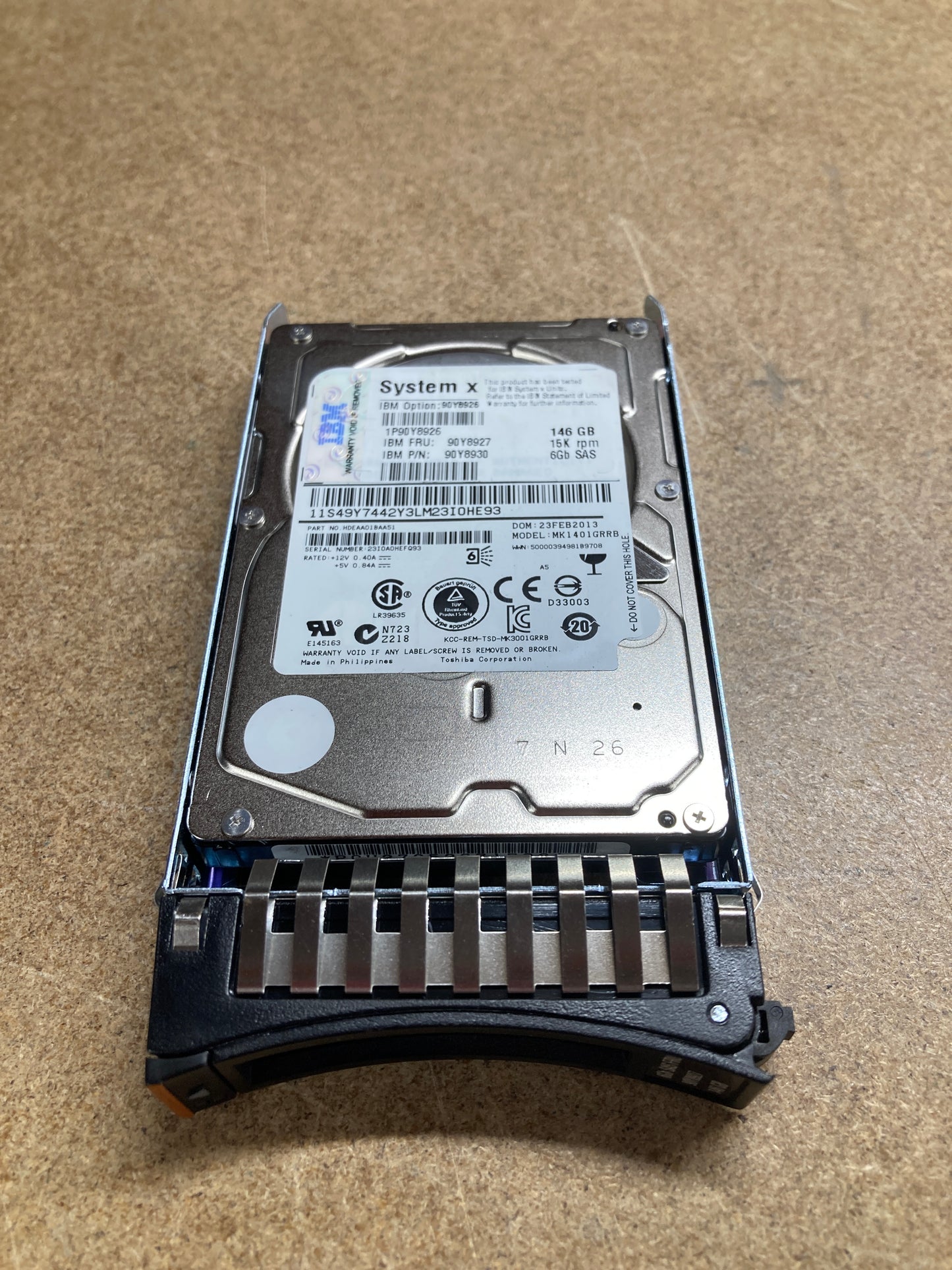 IBM 146GB 15K 6Gb SAS 2.5inch Hard Drive Disk PN:90Y8927 2nd :90Y8927: Alt () Other //