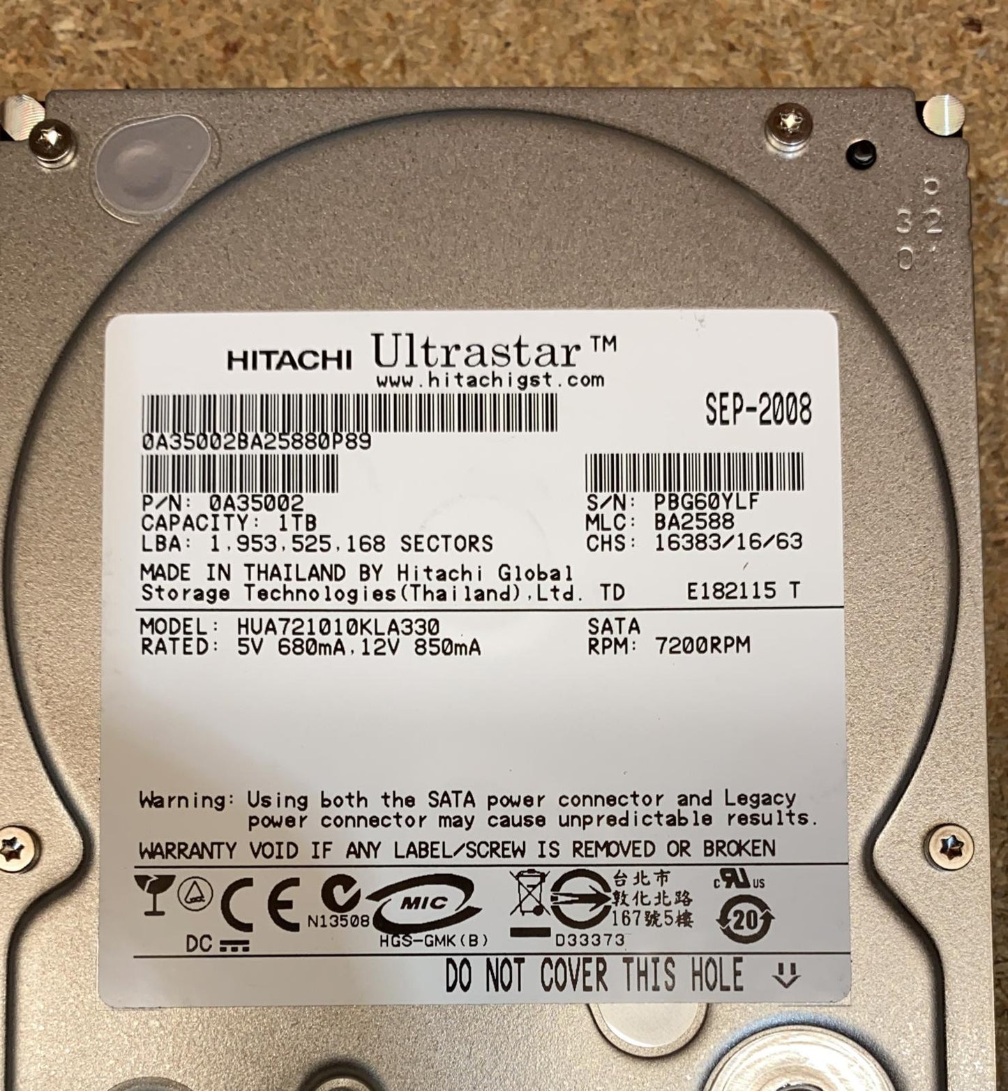 Hitachi Ultrastar 1TB SATA 3.5" 7200RPM 3.0Gb/s HDD 0A35002 HUA721010KLA330 2nd :HUA721010KLA330: Alt () Other //