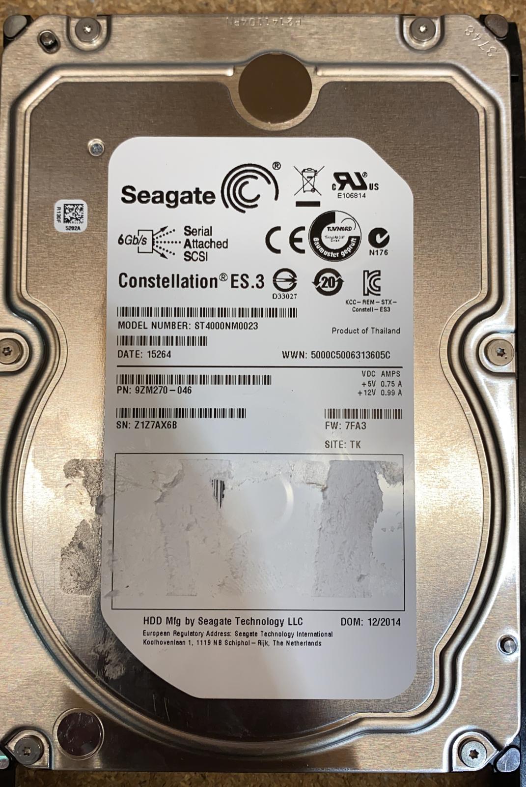 ST4000NM0023 5552784-P, S2E-H4R0SS, 9ZM270-046, ST4000NM0023 Hitachi G1000 SAS 4TB 7.2K 6Gbps LFF Hard Disk Drive