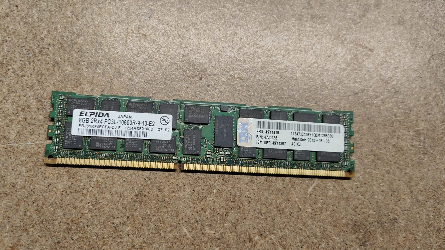 49Y1415 IBM 8GB 2Rx4 PC3L-10600R Memory Module 2nd :47J0136: Alt (49Y1397) Other / /.