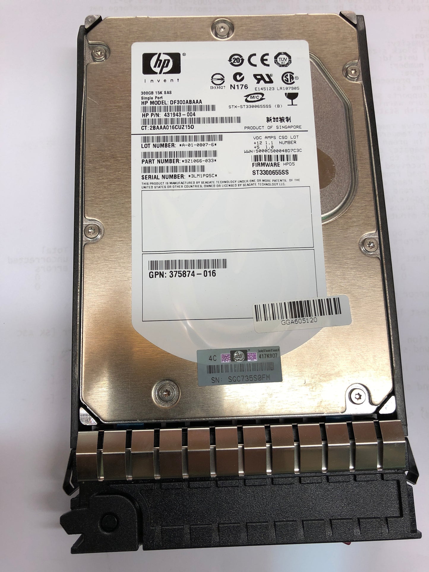 HP 300GB 15K 3.5" SAS HD Hard Drive  431943-004  2nd :: Alt () Other //