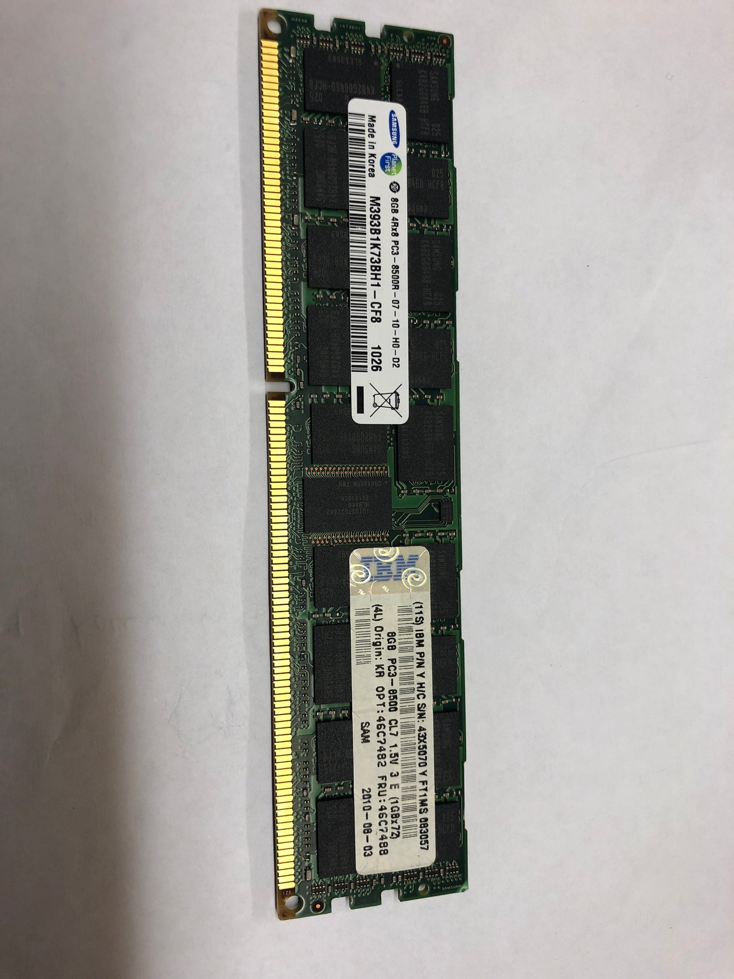 IBM 1X 8GB DDR 3 4RX8 PC3-8500R RAM 46C7482 46C7488 2nd :46C7488: Alt ( 49X5070 ) Other //