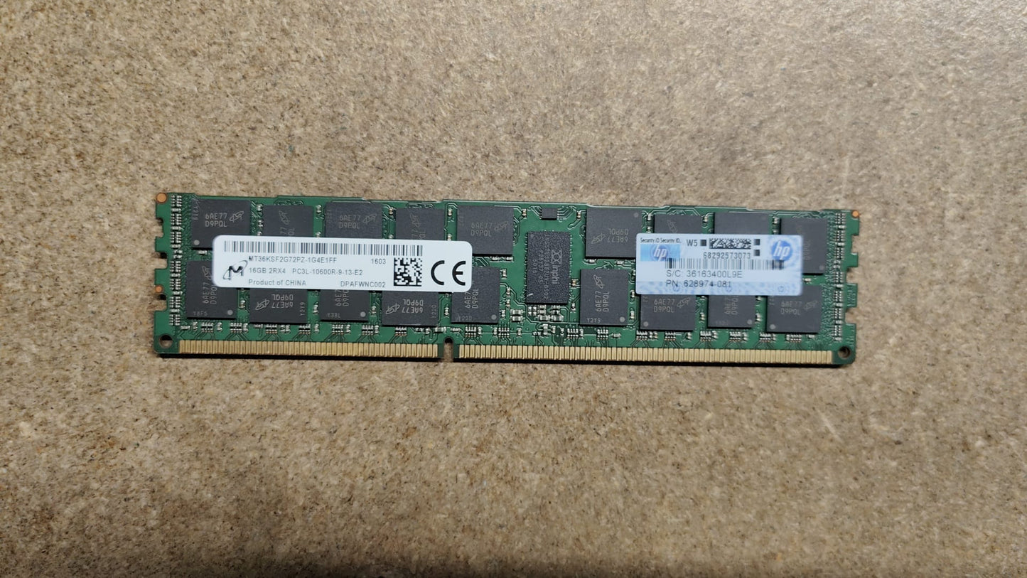 628974-081  HP 16GB 2RX4 PC3-10600R MEMORY MODULE 2nd :: Alt () Other //