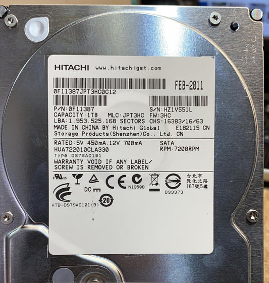 Hitachi Enterprise Class HUA722010CLA330 1TB 7.2K RPM 3.5" SATA Hard Drive