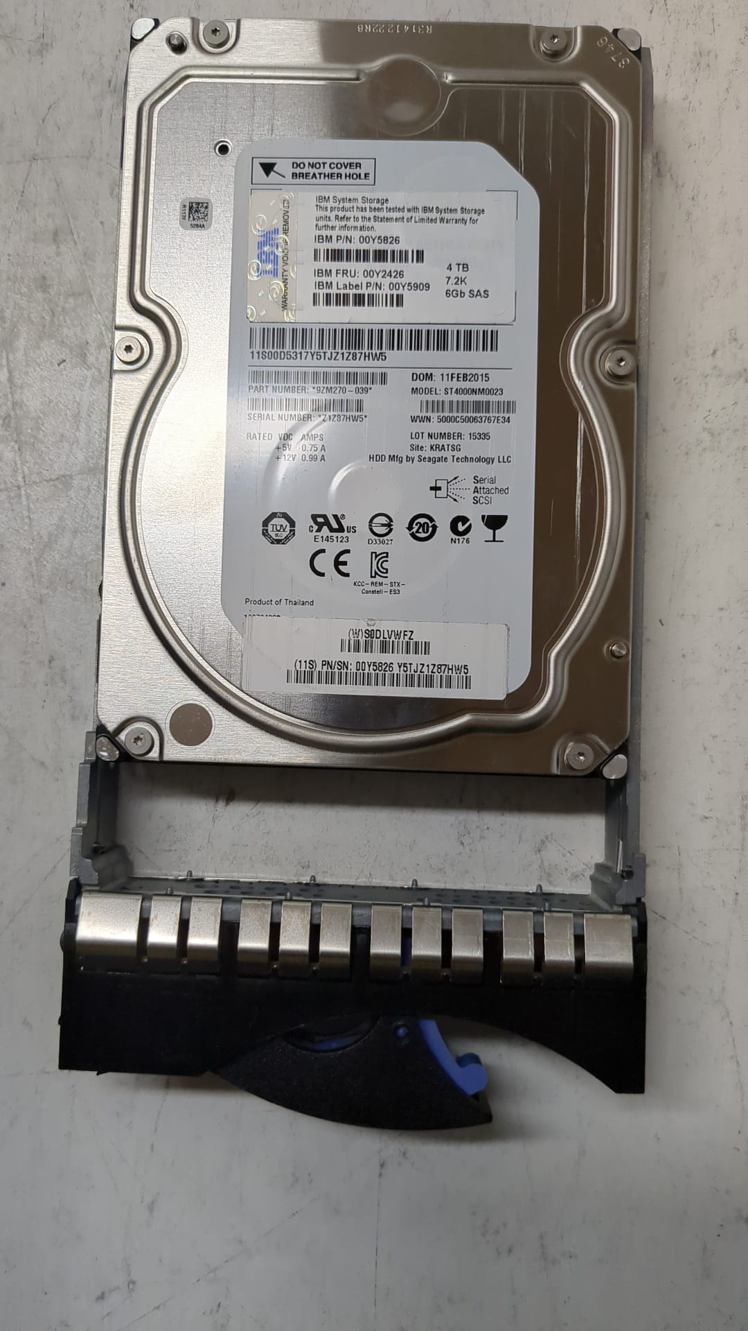 IBM SAS 4TB 7.2k Storwize V3700 Hard Disk Drive 2nd :00Y2426: Alt 00Y2475 00Y5830 ) Other / ST4000NM0023 9ZM270-39 /