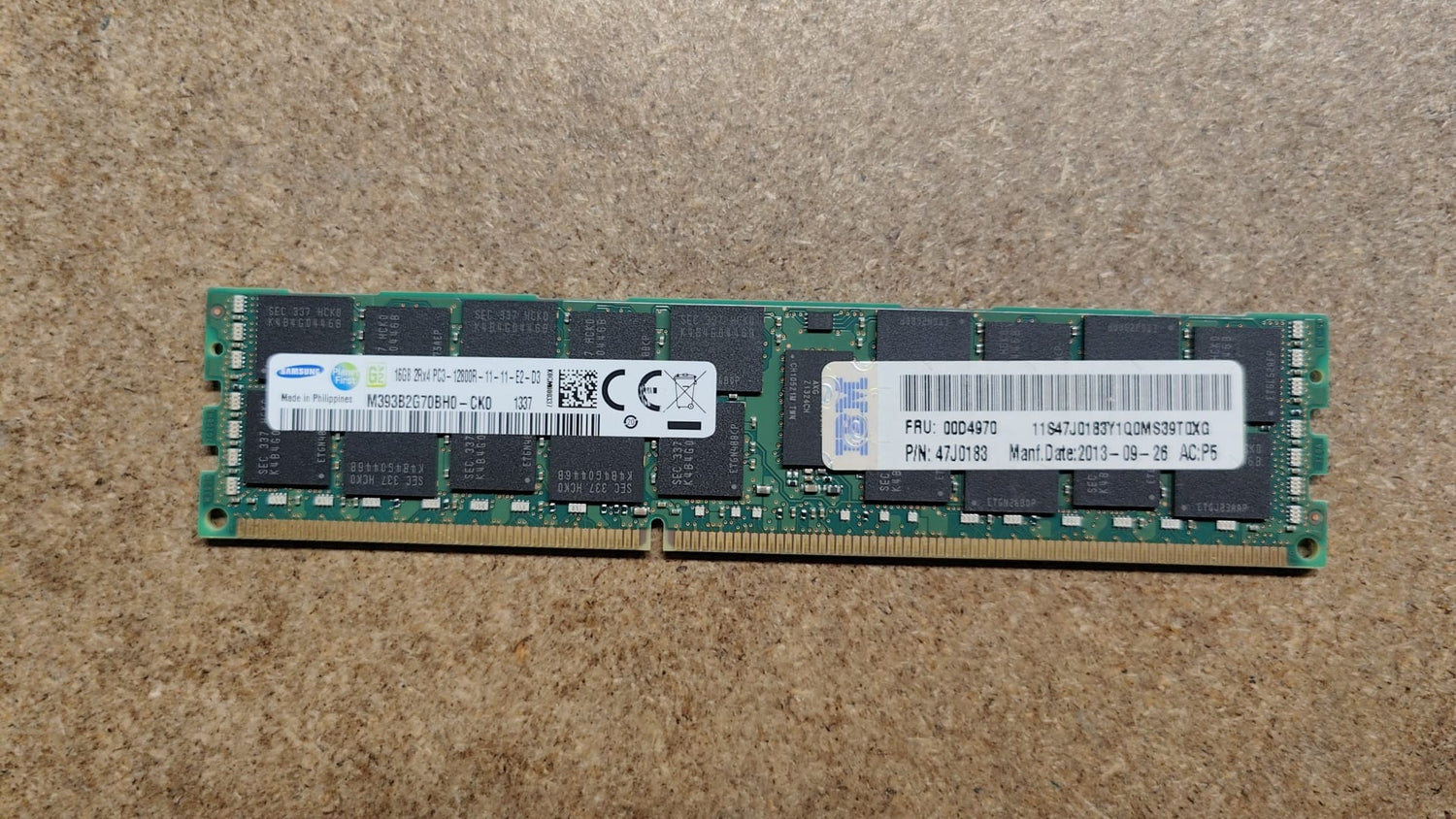 00D4970 IBM 16GB PC3-12800R Server RAM 2nd :M393B2G70BH0-CK0: Alt () Other /00D4968/.