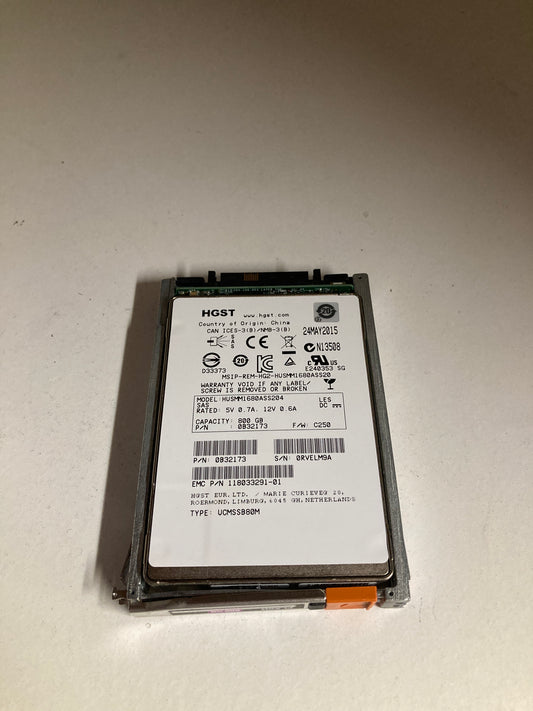 EMC 800GB 6G 2.5inch SAS FLASH SSD PN: 005051130 2nd :005051130: Alt () Other /HUSMM1680ASS204 OB32173/