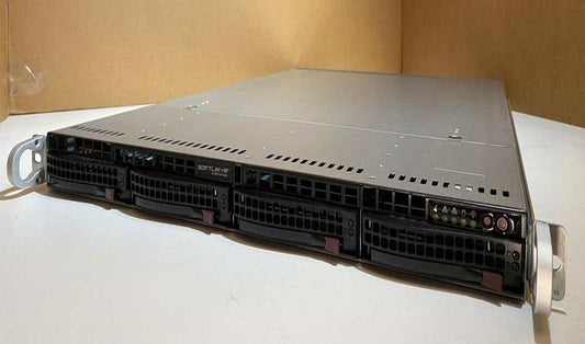 Supermicro 1U-E5-V2CPU CSE-815TQ M/brd X9DRi-LN4F+ SERVER 2x E5-2620v2 64GB RAM 4x 8TB SAS 7.2K Hard disk drives No cables nor rail kits.