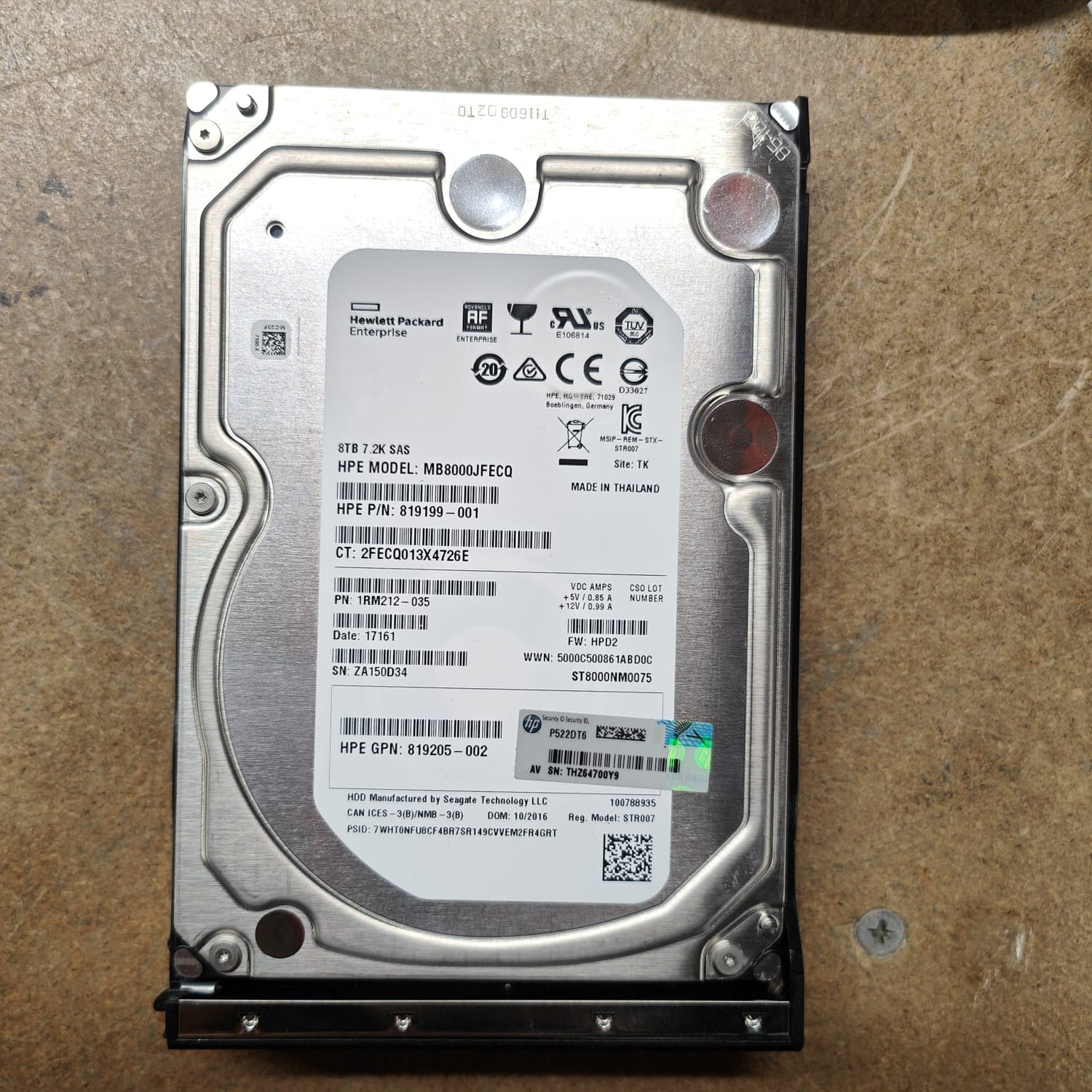 HP 819201-B21 8TB 12G SAS 7.2K LFF 512e 877682-002 819199-001 2nd :: Alt () Other //