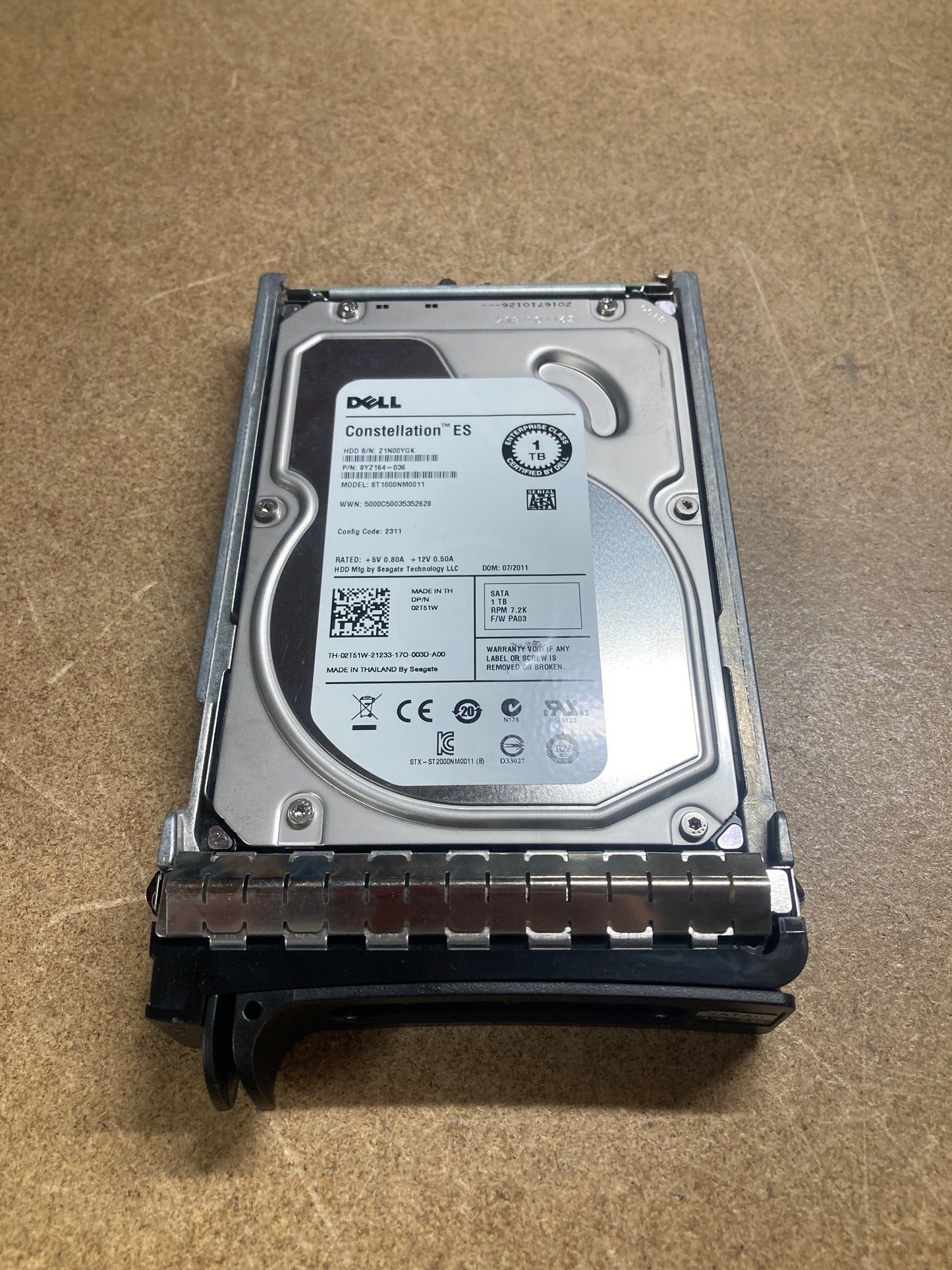 Dell SATA 1TB 7.2K 3.5inch Constellation ES ST1000NM00011 PN:2T51W 2nd :2T51W: Alt ( ) Other //