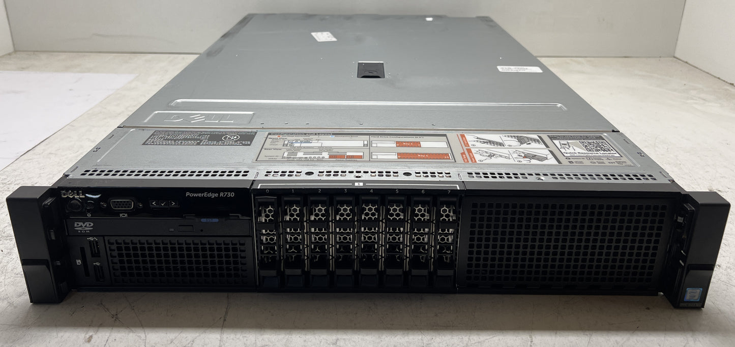 Dell R730 Server 16x SFF 2x E5-2699v4 CPUs 768GB RAM DDR4 8x 200GB SSD Drives No cables or rail kits (245167-682)