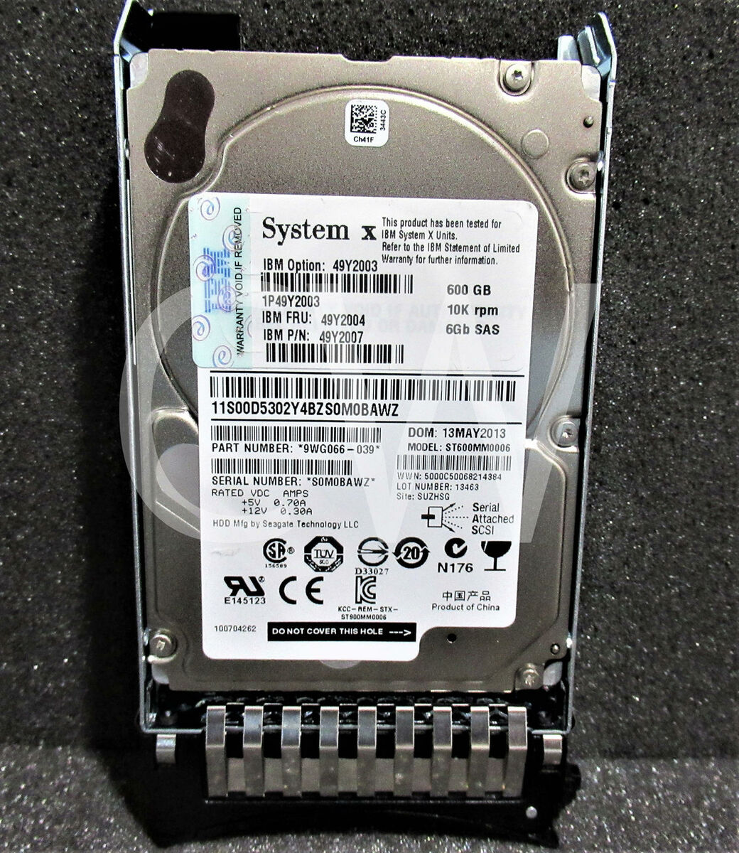 45W7734 IBM 600GB 10K 2.5" SAS SED Hard Disk Drive 2nd :45W7734: Alt (Alt for 00ND126 or Alt for 45W9607 ) Other / ST600MM0026 /