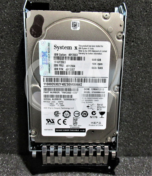 45W7734 IBM 600GB 10K 2.5" SAS SED Hard Disk Drive