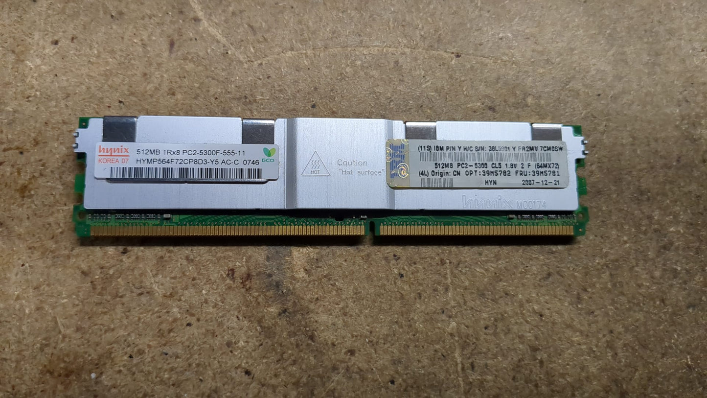 39M5781 IBM 512MB PC2-5300F 1Rx8 Memory Module 2nd :39M5781: Alt (39M5782) Other /38L5901 M395T6553CZ4-CE61 HYS72T64400HFD-3S-A/