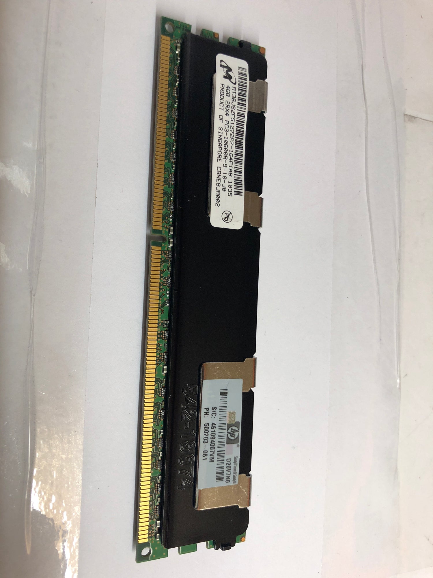 HP RAM 4GB 2Rx4 PC3-10600R-9 501534-001 500203-061 PN:500658-B21 2nd :500658-B21: Alt () Other //