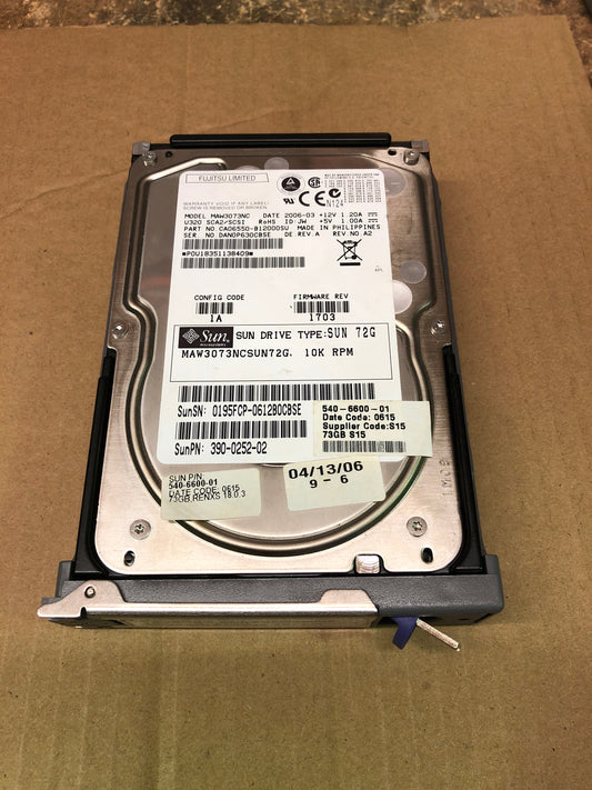 Sun Seagate 72 Gb U320 10K SCSI Hard Disk Drive540-6600