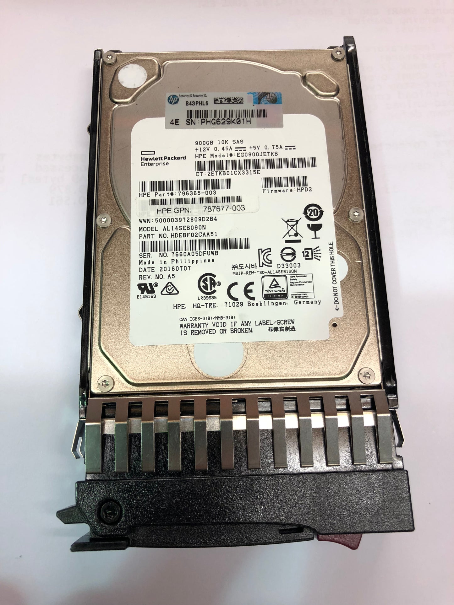 J9F47A HP MSA 900GB 12G SAS 10K SFF2.5IN Dual Port Ent 787647-001