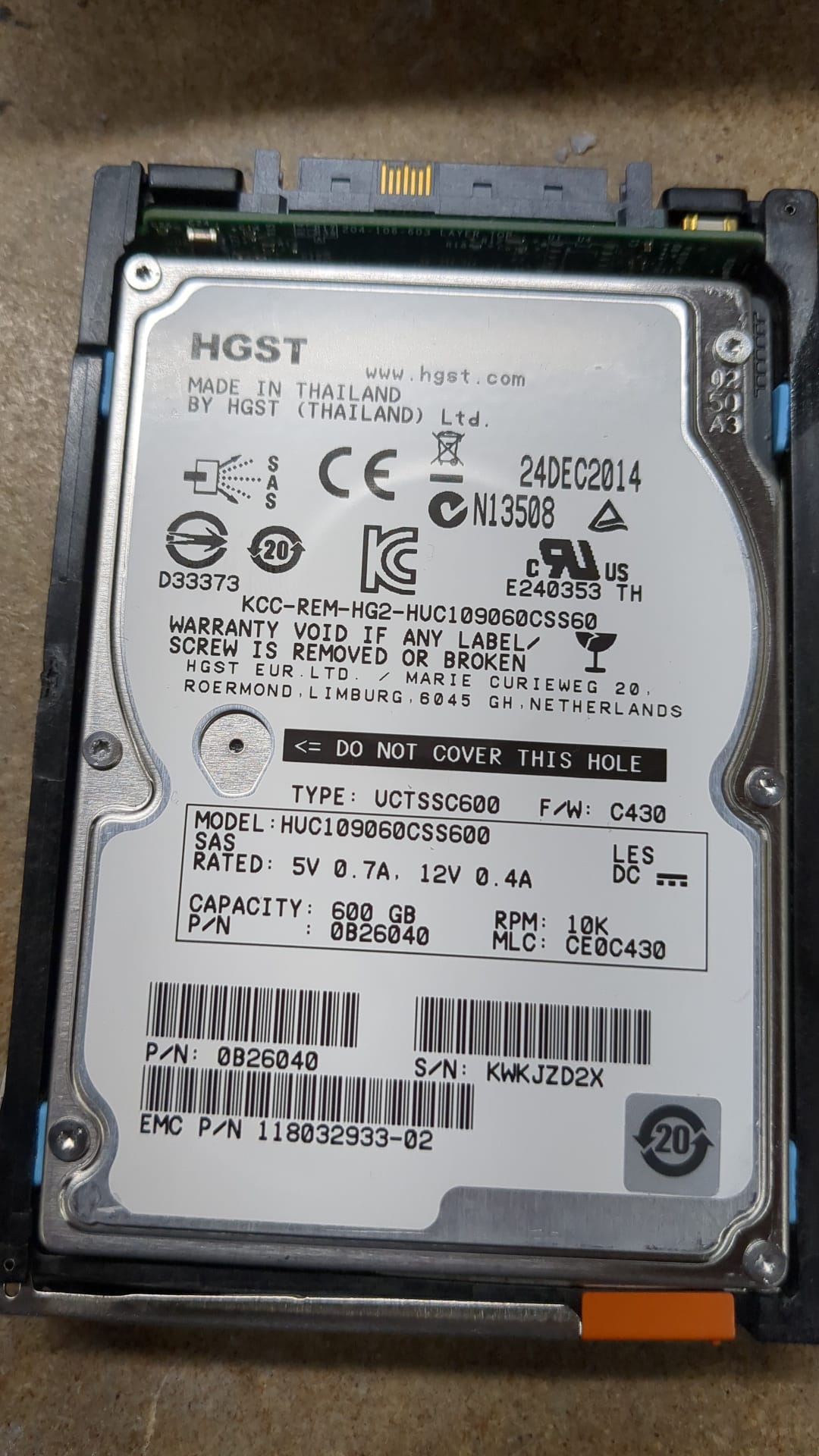 005049805 EMC 600GB 10K 6Gbps 2.5" SAS Hard Disk Drive VNXe3100 VNXe3150 2nd :005049203: Alt (005049820 005049804 005049820 005050285 005050282 005049804 005050344 005050700 005050703 005050211 005050214 005051466) Other /VX-2S10-600 V4-2S10-600 /