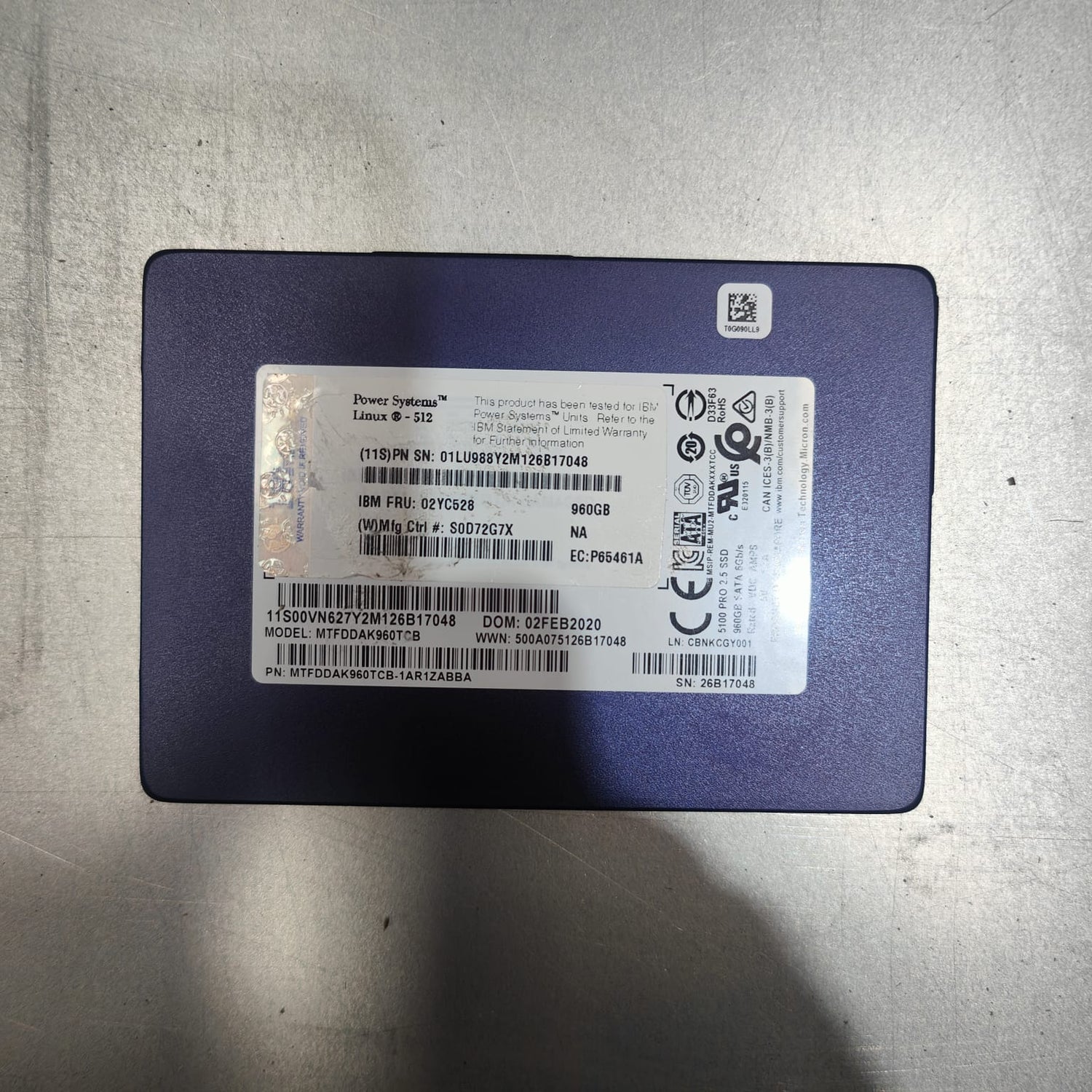 MICRON  02YC528 960GB SSD 5100 PRO SATA Solid State Drive 2nd :: Alt () Other /MTFDDAK960TCB-1AR1ZABBA S0D72G7X P65461A/