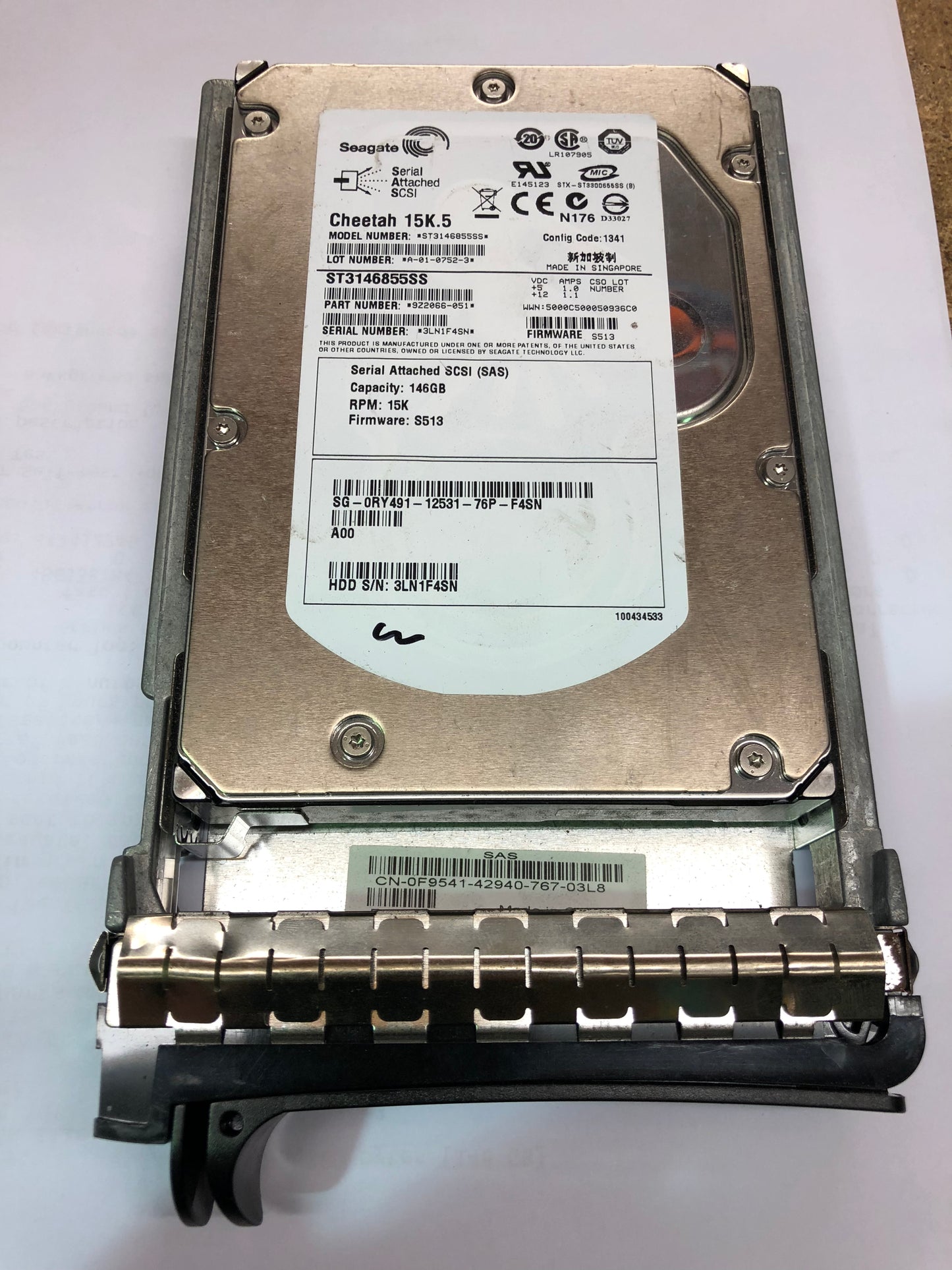 Dell SAS 146GB 15K Hard Disk Drive PN:RY491 2nd :RY491: Alt (DY635 J8091 RY491  NP658  KU877) Other //