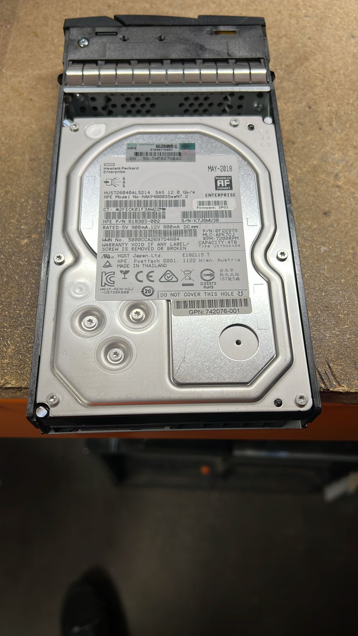 823121-001 HPE 3PAR StoreServ M6720 4TB 6G 7.2K LFF 3.5inch SAS Hard Disk Drive 2nd :: Alt () Other //