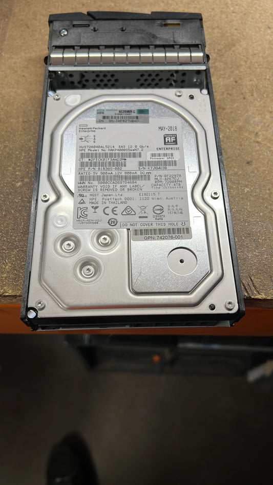 823121-001 HPE 3PAR StoreServ M6720 4TB 6G 7.2K LFF 3.5inch SAS Hard Disk Drive