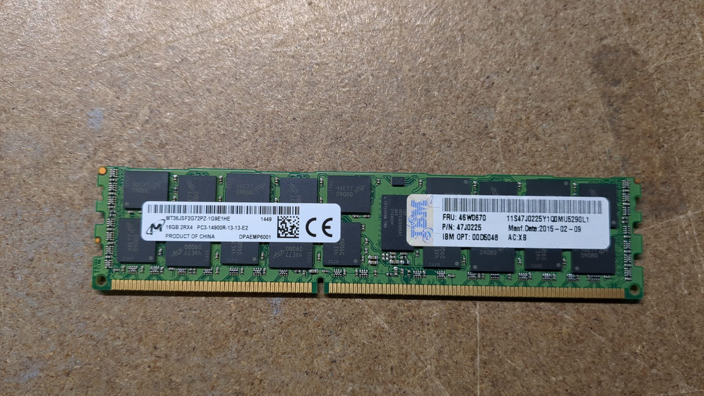 46W0670 IBM 16GB (DRX4) 1.5V PC3-14900 CL13 ECC DDR3 1866MHZ LP RDIM 2nd :46W0670 47J0225: Alt () Other //