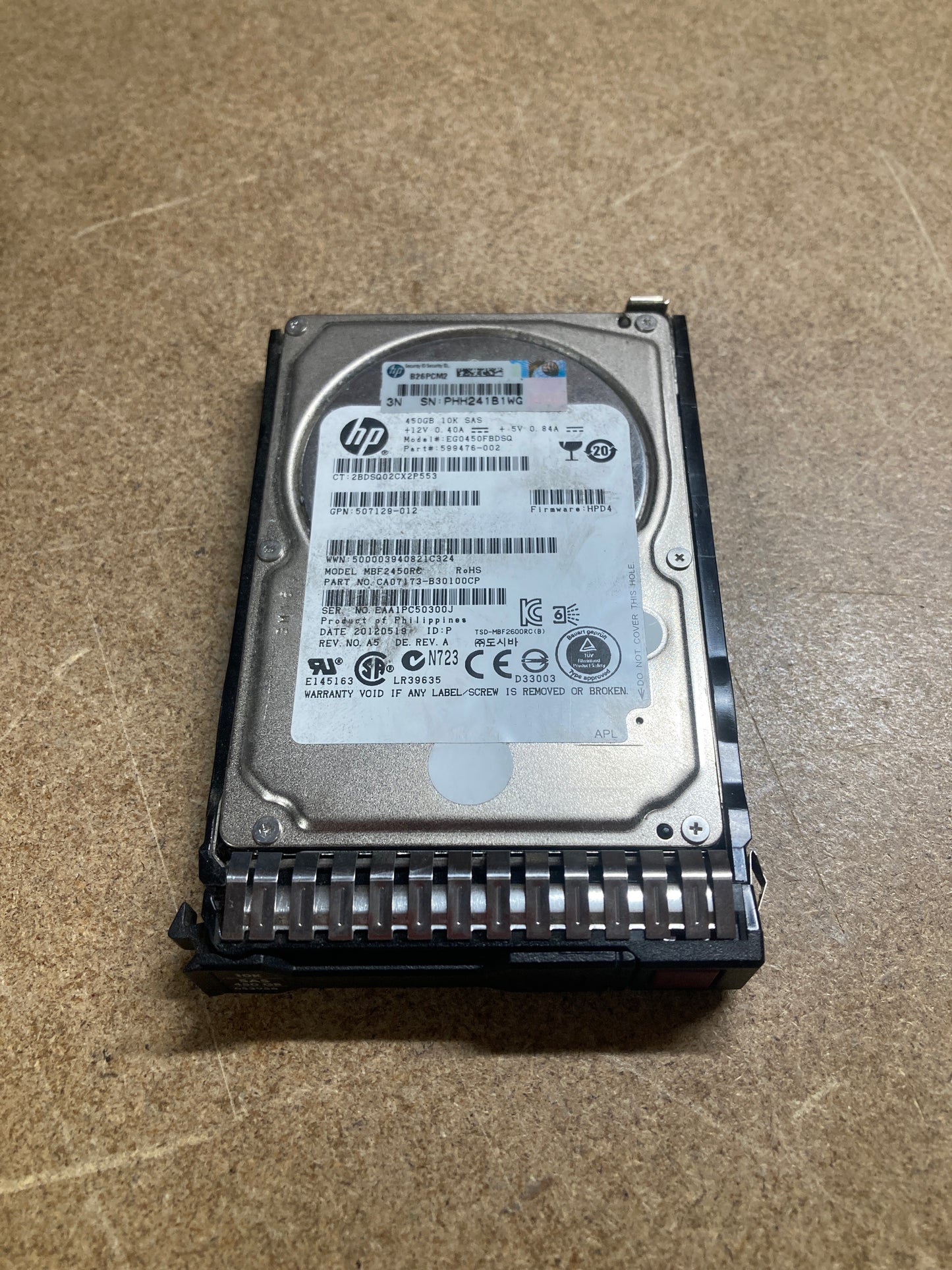 HP 450GB 6G SAS 10K 2.5 2.5inch Hard Disk Drive 653956-001 PN:652572-B21 2nd :652572-B21: Alt (  ) Other / 653569-002 . Also same drive as 581310-001 change caddy/