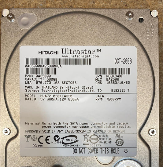 Hitachi HUA721050KLA330 500gb Sata 2.5 HDD