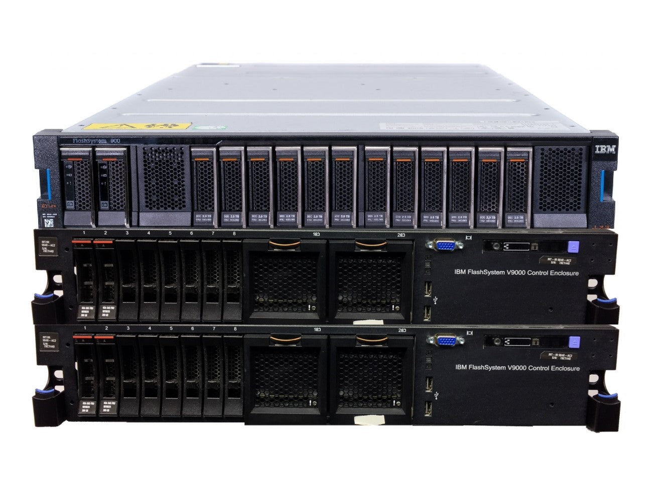 IBM FlashSystem V9000 Inc. 2x IBM Control Enclosure PN: 9848AC2 1x IBM Storage Enclosure PN: 9848AE2 w/12x 1.2TB Microlatency Flash Module PN: 00DJ364 2x Battery Module PN: 00DH517, 12 x AF23 1.2TB  2nd:: Alt () Other //