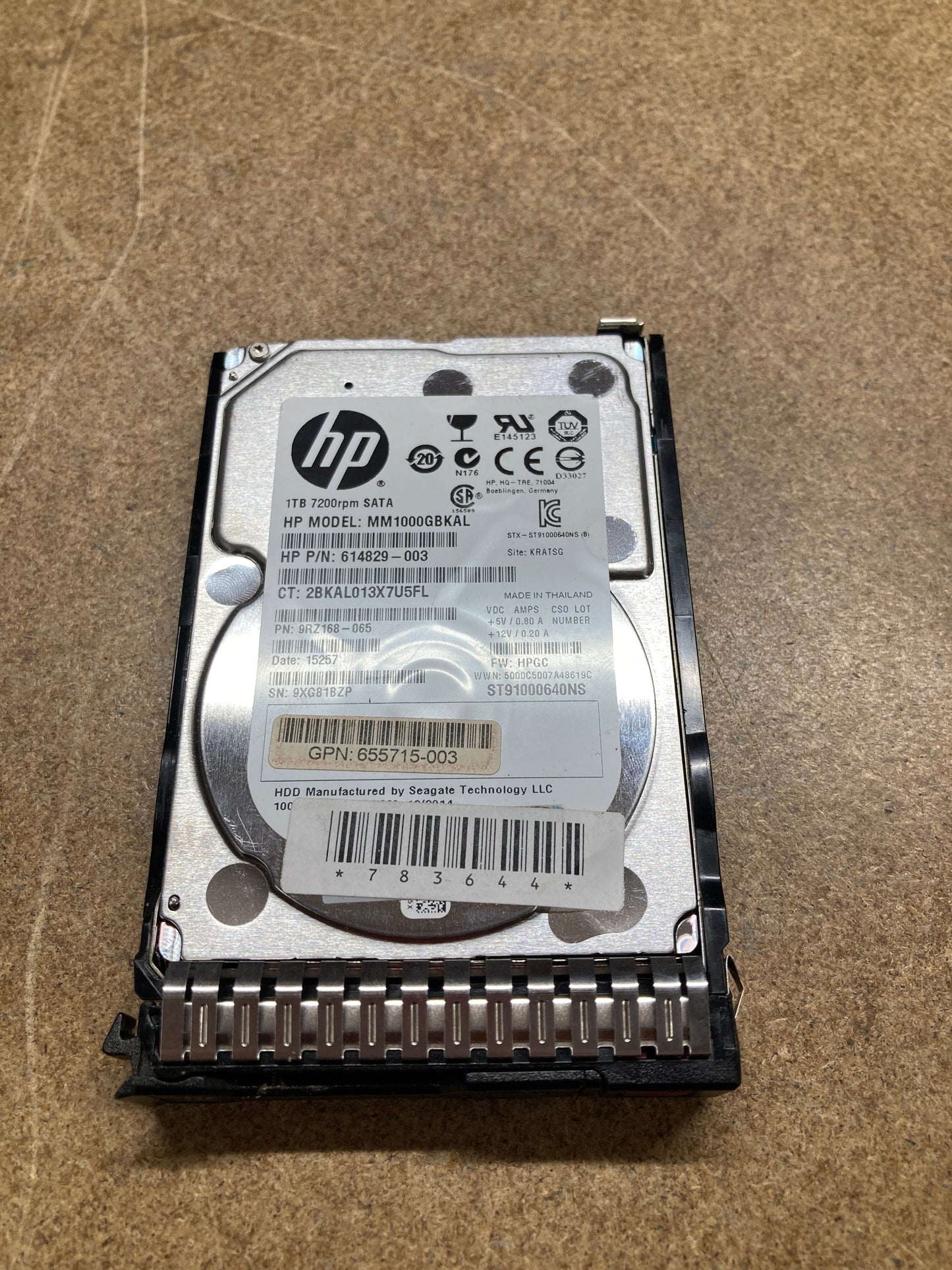 HP 1TB 6G SATA 7.2K 2.5inch  2.5inch  SC Midline  MDL  Hot-Plug Hard Disk Drive 656108-001  614829-003 PN:655710-B21 2nd :655710-B21: Alt () Other //