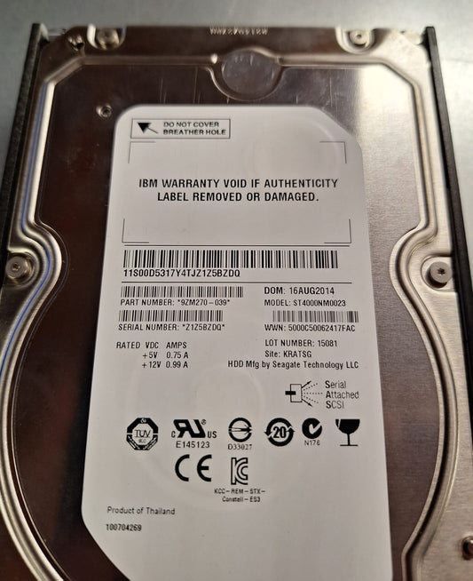 00AR144 IBM 4TB 6Gbps 7.2K NL SAS LFF Hard DIsk Drive 2nd :00AR144: Alt () Other /Seagate ST4000NM0023/