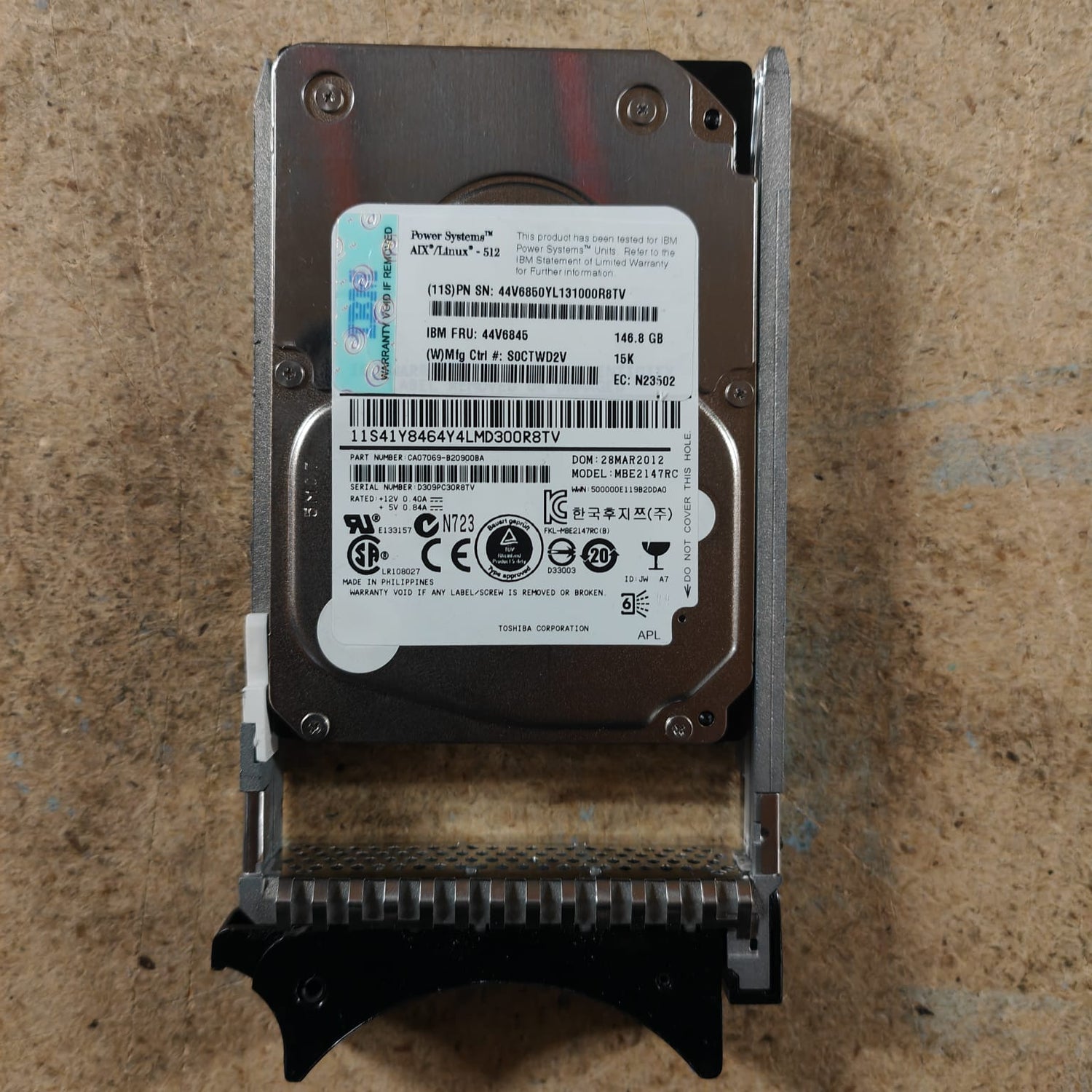 IBM 146Gb 15K RPM SAS SFF-1 HDD AIX Hard Drive 198C Power7 2nd :44V6845: Alt (44V6 ) Other : 44V6850YL131000R8TV, CA07069-B20900BA//