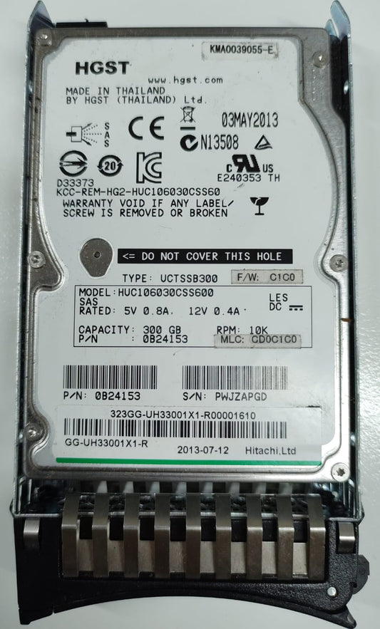 0B24153_U HGST 300GB SAS 10K 6GBPS Hard Drive(512) 2.5" HUC106030CSS600