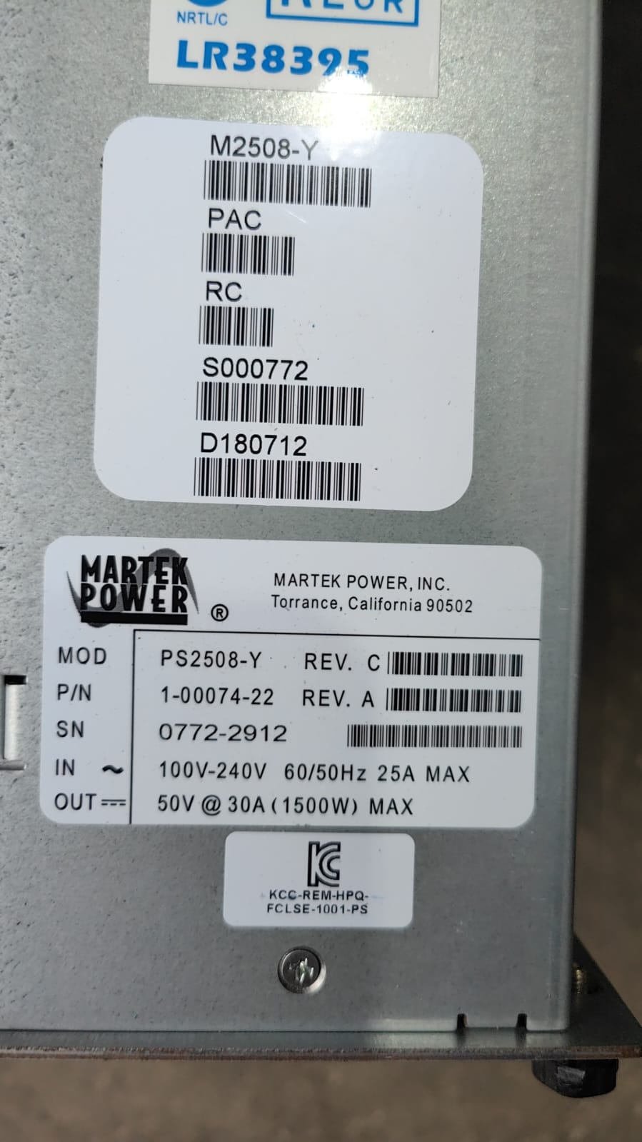 Martek Power PS2508-Y POWER SUPPLY 50VDC @ 30A (1500W) MAX