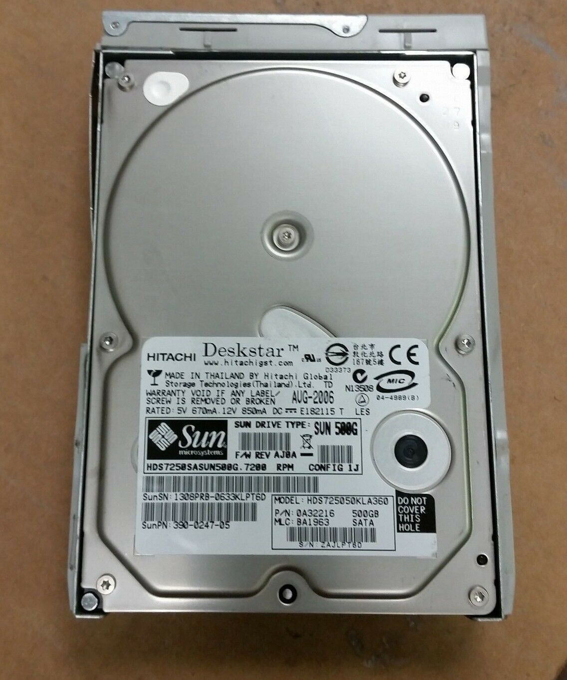 Sun SATA 500GB 7200 RPM Hard Disk PN:541-1467 2nd :541-1467: Alt () Other //