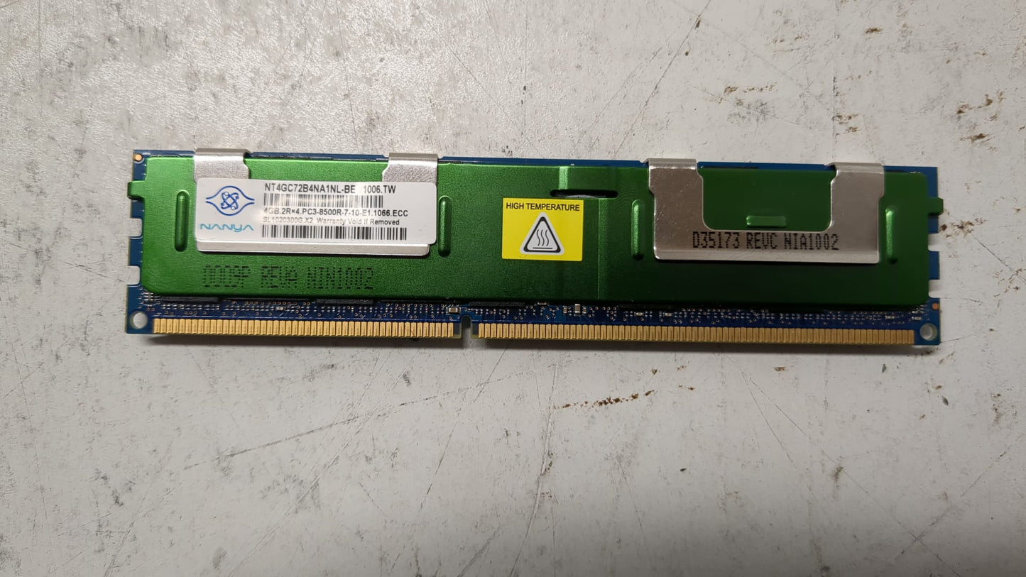 Nanya 4GB DDR3 PC3-8500R 1066MHz ECC RAM DIMM PN:NT4GC72B4NA1NL-BE 2nd :NT4GC72B4NA1NL-BE: Alt () Other //