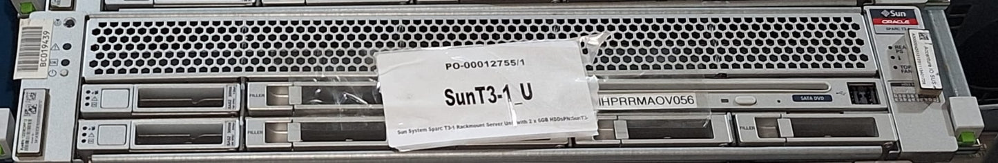 Sun System Sparc T3-1 Rackmount Server Unit with 2 x 6GB HDDs