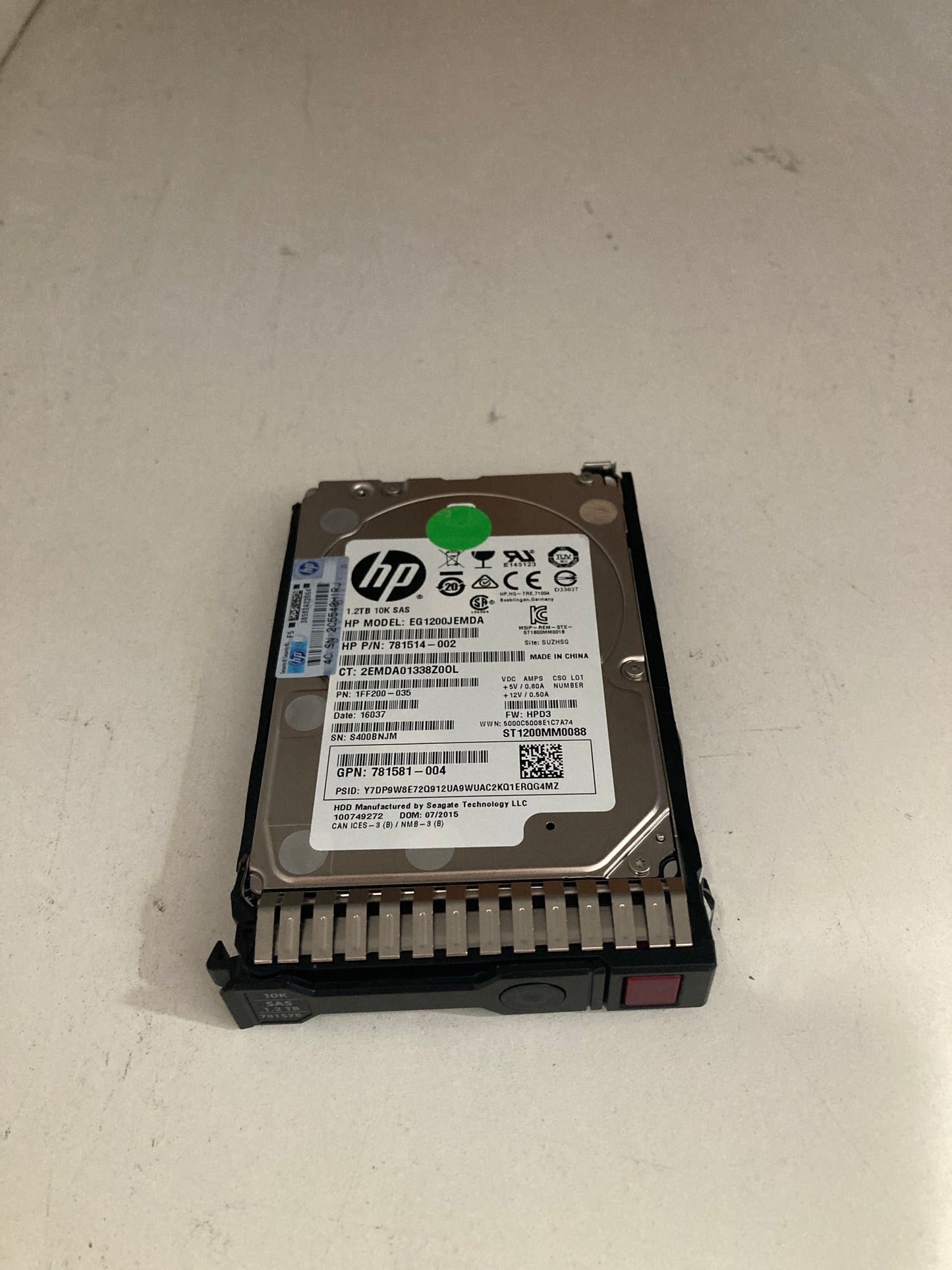 HP SAS 1.2TB 10K 12Gbos 2.5inch SC Hard Disk Drive 781518-B21 2nd :781578-001: Alt (768788-004 781514-002 796365-004) Other //