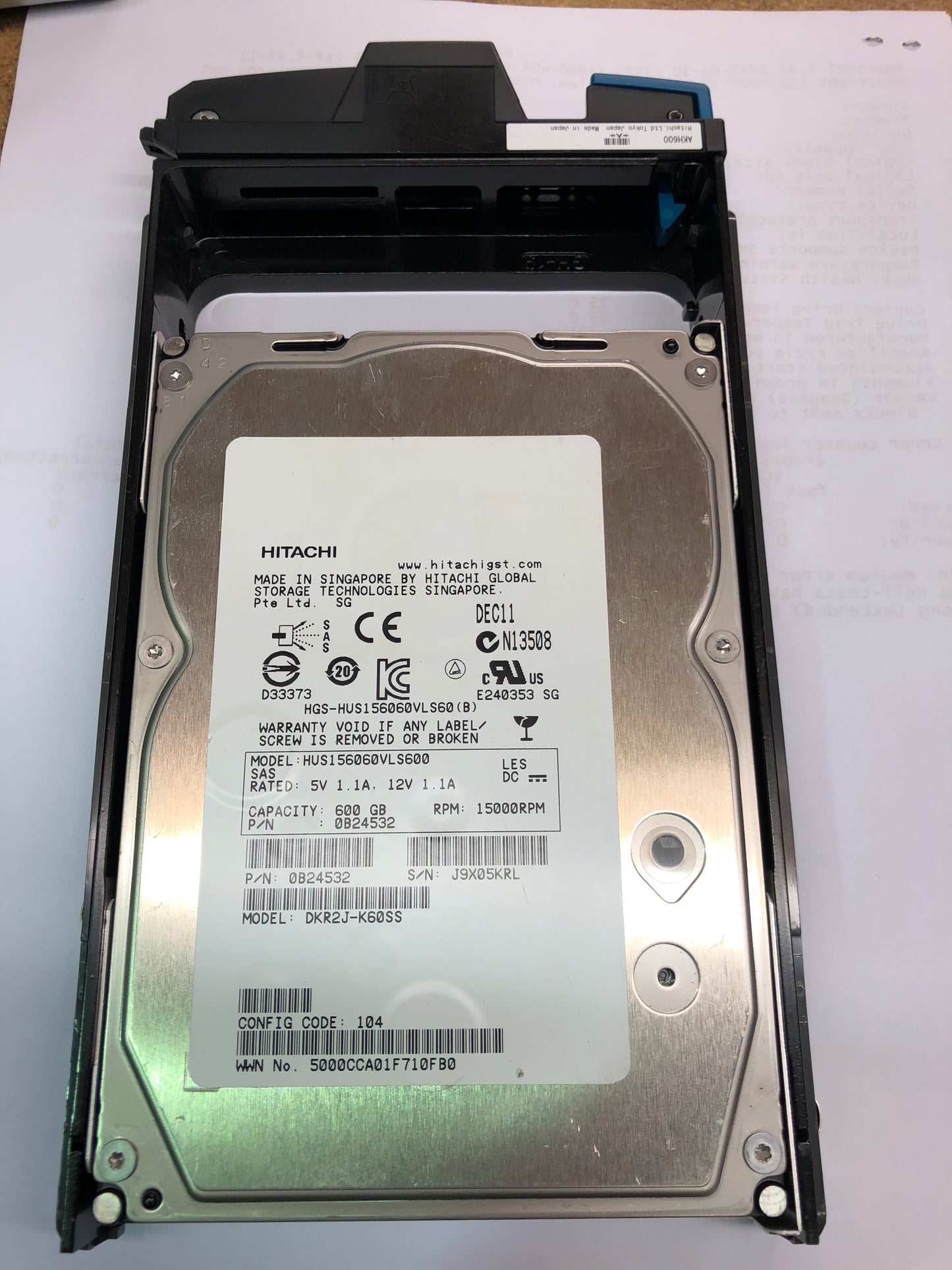 3276138-D Hitachi AMS 600GB 15K SAS 3.5inch Hard Disk Drive 2nd :3276138-D: Alt ( AKH600 9fn066-036 ) Other /HUS156060VLS600 0B24532 Same drive as 	3282265-B, but with different caddy/ same caddy as 3285134-B